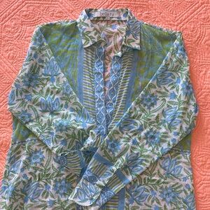 Bella Tu Green and Blue Floral Women's Tunic Top